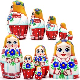 Белорусская национальная матрешка с васильками, развивающая игрушка, 5 в 1
