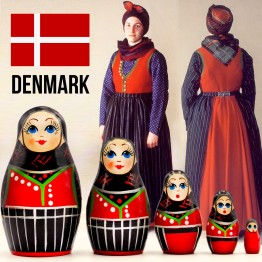 Матрешка в датском народном костюме, сувениры ручной работы, 5 шт