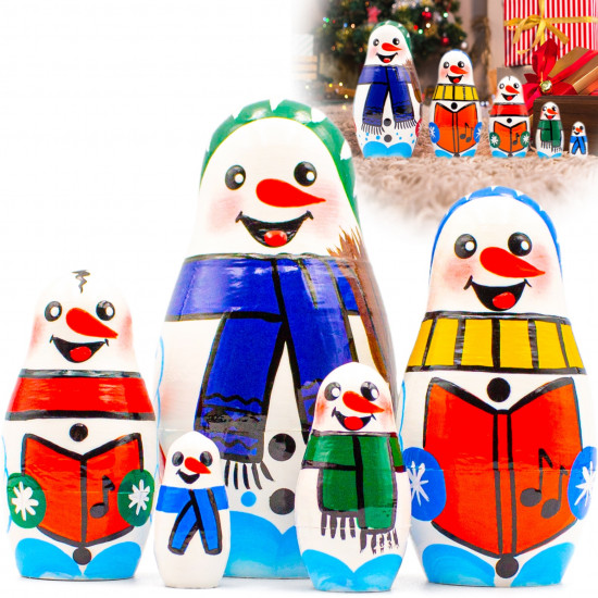 Матрешки Снеговик (набор 5 шт), игрушка-сувенир