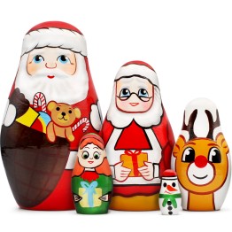 Рождественские матрешки с Санта Клаусом, набор 5 шт