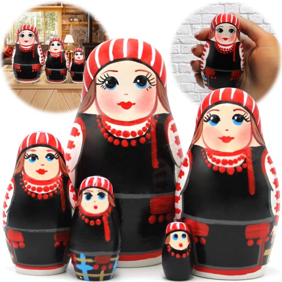 Коллекционная серия «Традиционные строи женского костюма Беларуси»: Матрешка «Неглюбский строй», набор 5 шт