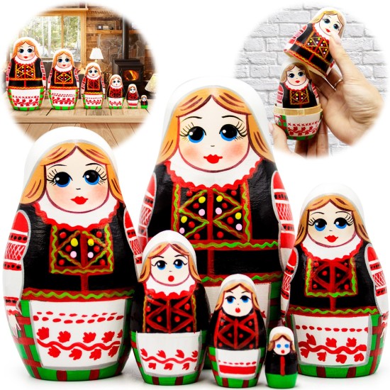 Калинковичские матрешки в славянской одежде набор 6 шт, коллекционная серия