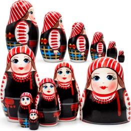 Матрешка «Неглюбский строй», набор 6 шт. Коллекция «Традиционные строи женского костюма Беларуси»