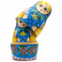 Матрешки в синем платке и платье-сарафане с цветочным декором, деревянные игрушки, 7 штук