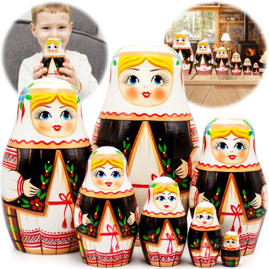 Матрешки в традиционном белорусском костюме, для декора дома, ручная работа, 7 шт