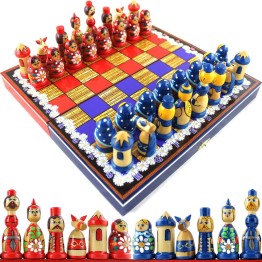 Сувенирный набор шахмат-матрешек Ромашки