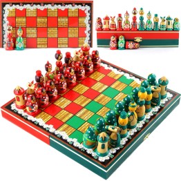 Тематический набор шахмат-матрешек "Ромашки"