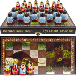 Шахматы «Русские сказки» в виде матрешек, ручная работа